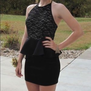 Black lace peplum dress